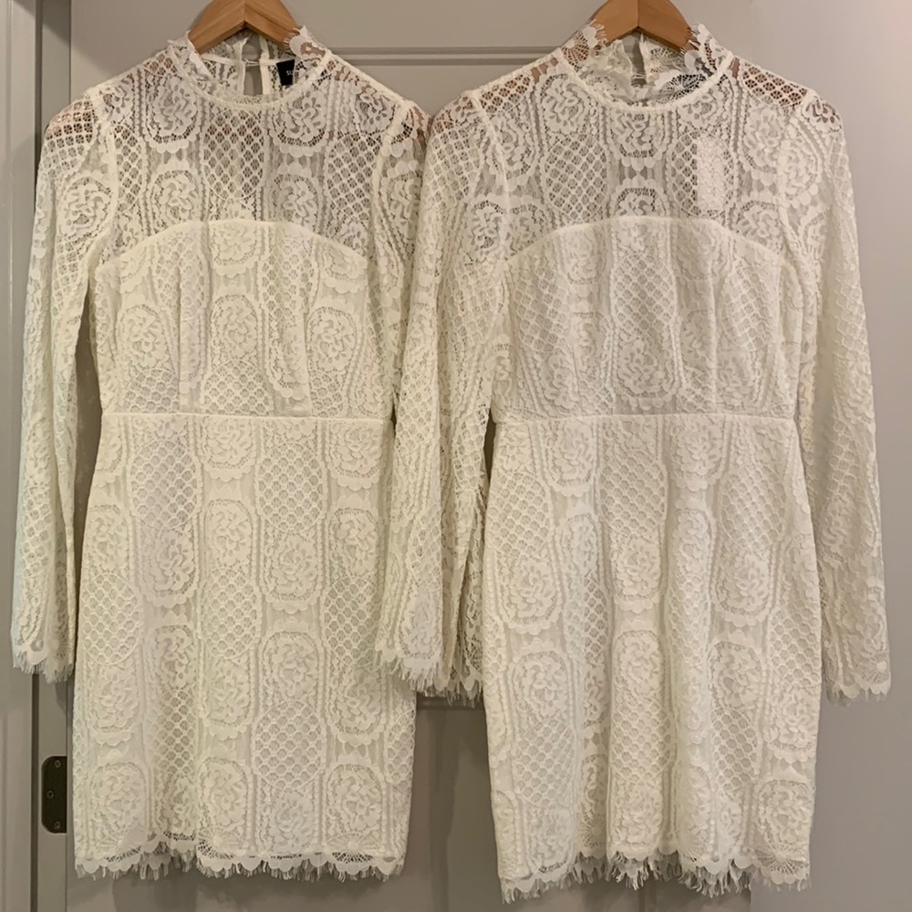 Sugar Lips Lace Dresses with Eyelash trim Off-White XS and Small